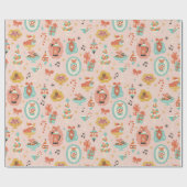 Retro-Rosa-Weihnachtspapierrolle Geschenkpapier (Flach)
