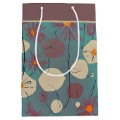 Retro-Rosa-weiße Blume mittelgroße Geschenktüte (Vorderseite)