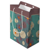 Retro-Rosa-weiße Blume mittelgroße Geschenktüte (Rückseite Schrägansicht)