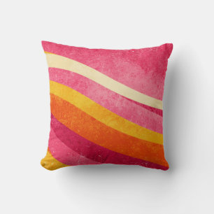 Retro Rosa Wellen – Vintage Welliges Hintergrundbi Kissen