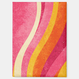 Retro Rosa Wellen – Vintage Welliges Hintergrundbi Magnet