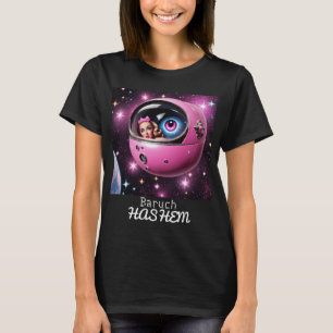 Retro-Rosa Weltraumgirl in den Sternen T-Shirt