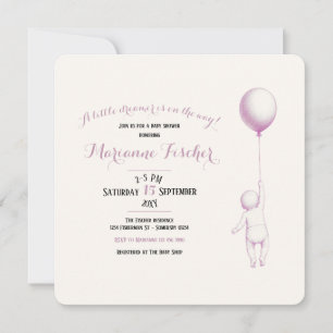 Retro-Rosa Whimsical-Baby-Shower-Einladung