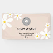 Retro Rosa & White Daisy Business Logo-Display Banner (Horizontal)