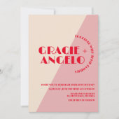 Retro Rosa zwei Töne Einladung Hochzeit (Vorderseite)