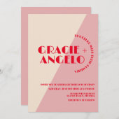 Retro Rosa zwei Töne Einladung Hochzeit (Vorne/Hinten)