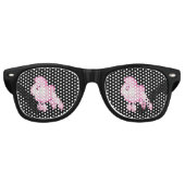 Retro rosafarbene Party-Schatten mit schwarzen Rah Partybrille (Vorderseite)