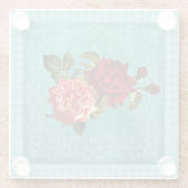 Retro-Rose Blaues Vintages Land Glasuntersetzer (Rückseite)