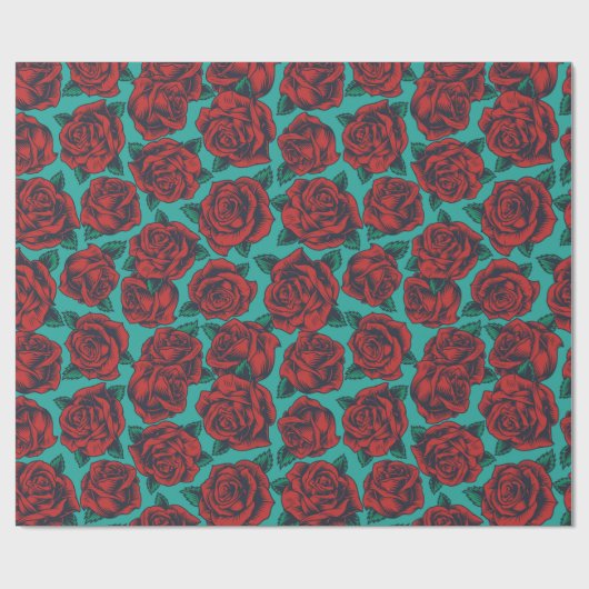 Retro-Rose Geschenkpapier (Flach)