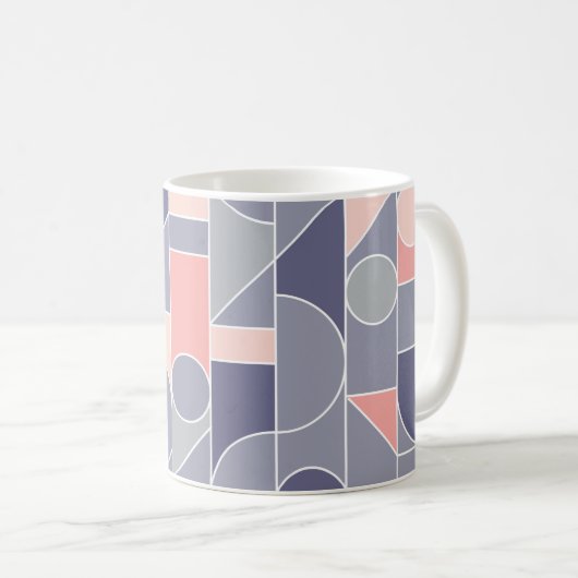 Retro Rose Grau Nahtlose Motif Kaffeetasse (VorderseiteRechts)