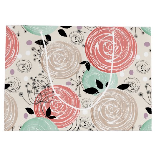 Retro, Rose Große Geschenktüte (Rückseite)