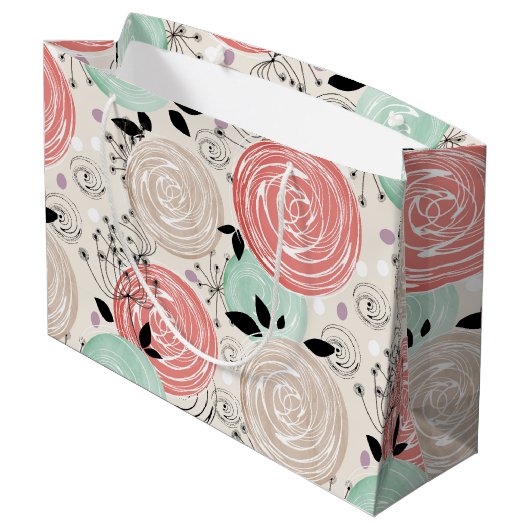 Retro, Rose Große Geschenktüte (Rückseite Schrägansicht)