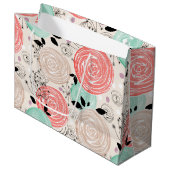 Retro, Rose Große Geschenktüte (Vorderseite Schrägansicht)
