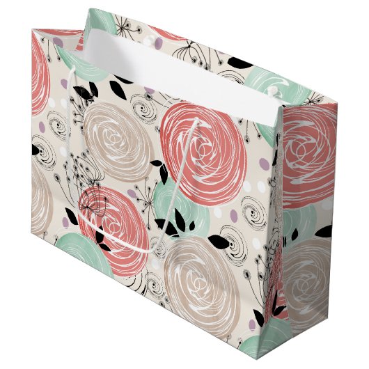 Retro, Rose Große Geschenktüte (Vorderseite Schrägansicht)