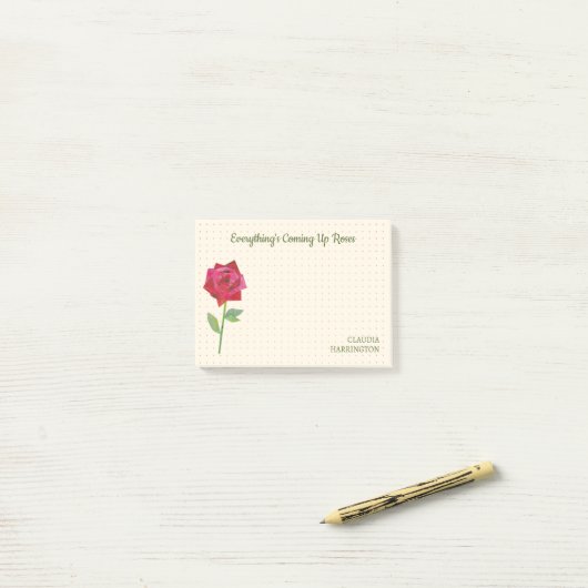 Retro Rose Niedlich Funny Motivierend Zuhause Offi Post-it Klebezettel (Auf Schreibtisch)