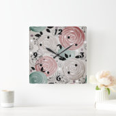Retro, Rose Quadratische Wanduhr (Zuhause)
