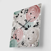 Retro, Rose Quadratische Wanduhr (Winkel)