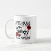 Retro Rose sind rot Mein Soul ist schwarz Skelett Kaffeetasse (Links)