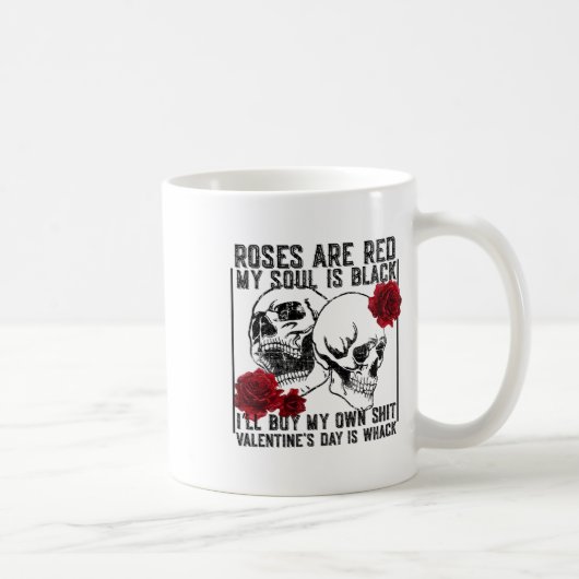 Retro Rose sind rot Mein Soul ist schwarz Skelett Kaffeetasse (Rechts)