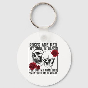 Retro Rose sind rot Mein Soul ist schwarz Skelett Schlüsselanhänger