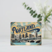 Retro-Rose Stadt Vintag Portland Charm Postkarte (Stehend Vorderseite)
