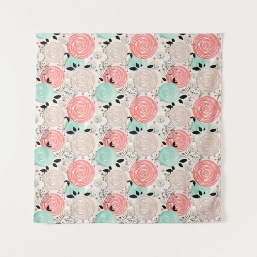 Retro, Rose Wandteppich (Vorderseite)