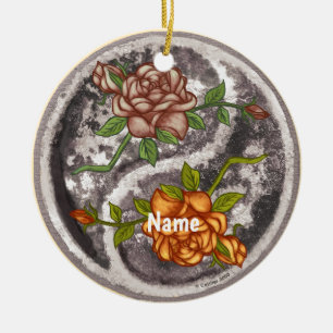 Retro-Rosen Yin Yang Keramik Ornament