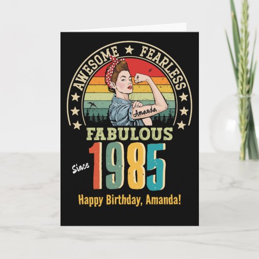 Retro Rosie Riveter Custom Birthday Card for Women Karte (Vorderseite)