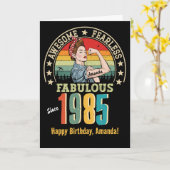 Retro Rosie Riveter Custom Birthday Card for Women Karte (Gelbe Blume)