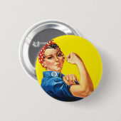 Retro Rosie the Riveter Feminist - wir können es t Button (Vorne & Hinten)