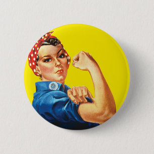 Retro Rosie the Riveter Feminist - wir können es t Button