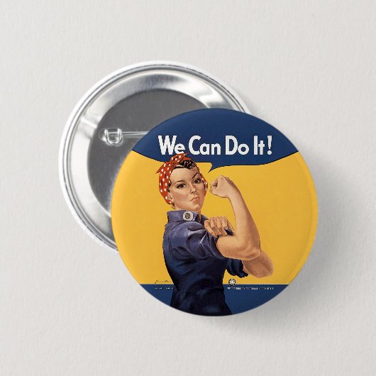 Retro Rosie, wir können es tun Button (Vorne & Hinten)