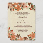 Retro Rost-orange Blumen-katholische Hochzeit Einladung (Vorne/Hinten)