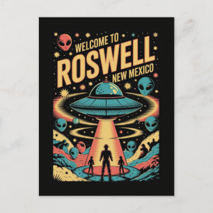 Retro Roswell New Mexico Alien UFO Postkarte