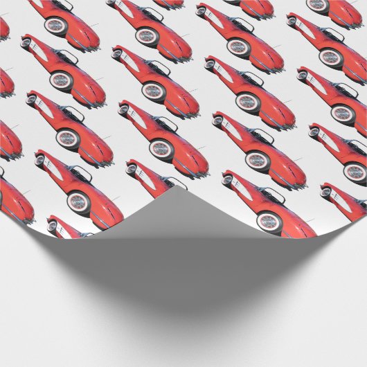 Retro Rot 1960 Wandelkorvette Geschenkpapier (Ecke)