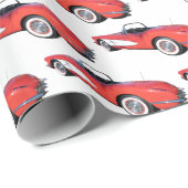 Retro Rot 1960 Wandelkorvette Geschenkpapier (Rolleneckpunkt)