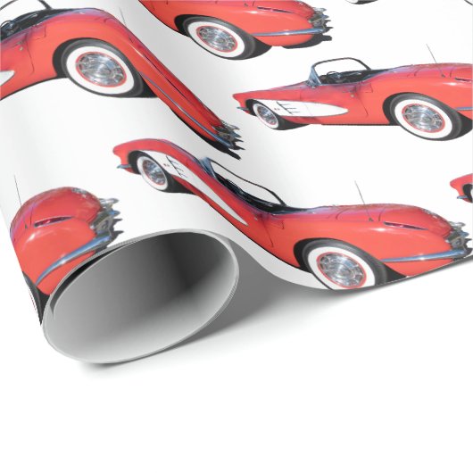 Retro Rot 1960 Wandelkorvette Geschenkpapier (Rolleneckpunkt)