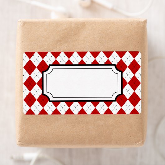 Retro-Rot-Argyle-Drucketiketten (Insitu)