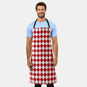 Retro-Rot-Argyle-Kochschürze Schürze