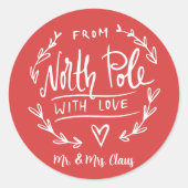 Retro Rot aus dem Nordpol Weihnachten Runder Aufkleber (Vorderseite)