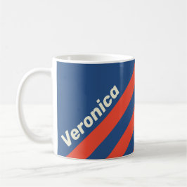 Retro Rot & Blau Drei Streifen mit Namen Kaffeetasse