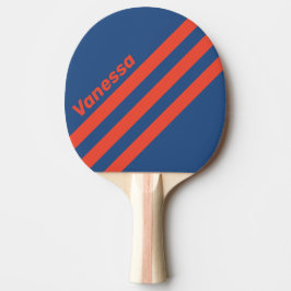 Retro Rot & Blau Dreieckige Streifen mit Namen Tischtennis Schläger