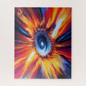 Retro-Rot-Blau- und Orange-Feuersturm bricht jetzt Puzzle (Vertikal)