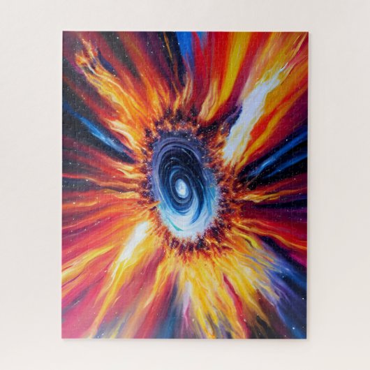 Retro-Rot-Blau- und Orange-Feuersturm bricht jetzt Puzzle (Vertikal)