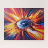 Retro-Rot-Blau- und Orange-Feuersturm bricht jetzt Puzzle (Horizontal)