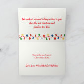 Retro Rot-Blau Weihnachtsschmuck Foto Urlaub Karte (Innenseite)