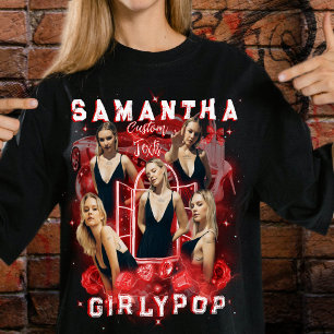 Retro-Rot-Bootleg-Rap-Shirt mit Vintage-Collage-Fo T-Shirt