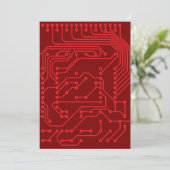 Retro-Rot Circuit Board Tech-Muster Einladung (Stehend Vorderseite)