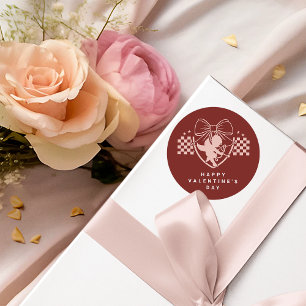 Retro-Rot Cupid-Singles Valentinstag-Party Runder Aufkleber