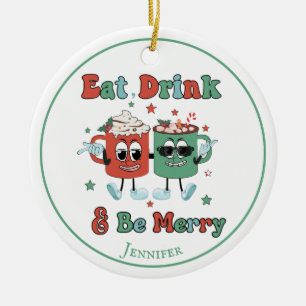 Retro Rot Grün Cartoon Tanzend  Keramik Ornament